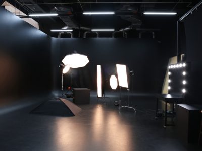 Interior of modern photo studio with professional equipment Interior of modern photo studio with professional equipment